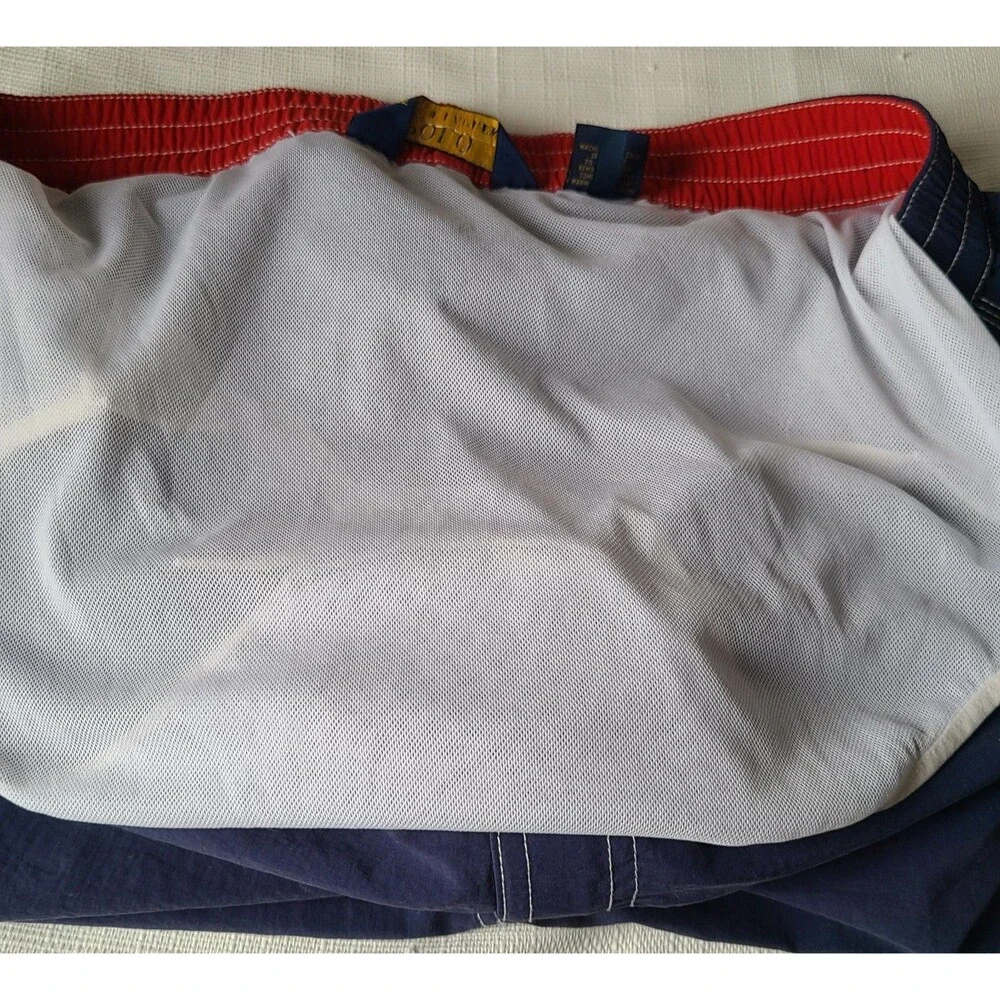 Polo Ralph Lauren Swim Trunks Mens L Blue Board Shorts Cargo Drawstring Blue